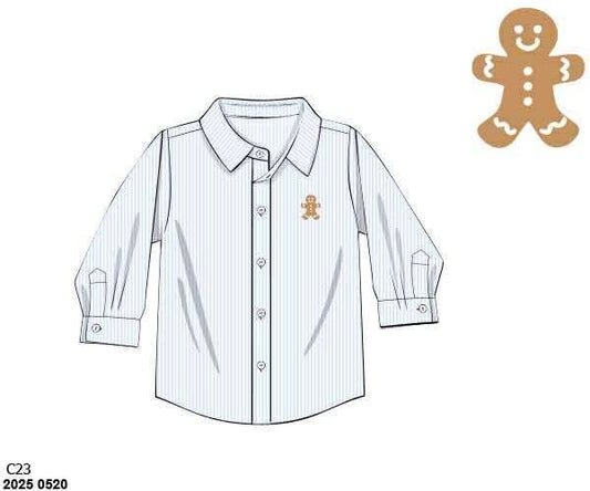 RTS: Gingerbread Lane- Boys Button Up Shirt