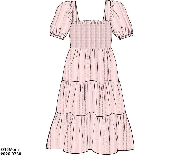 Pre Order 148: Linen Cross- Mom/Mini Pink Midi Dress