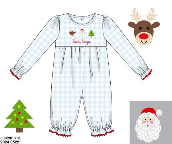 RTS: Festive French Knot- Girls Knit Romper (No Monogram)
