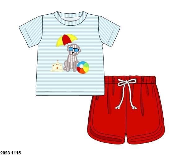 Throwback Pre Order: Beach Puppy- Boys Knit Shortie Set