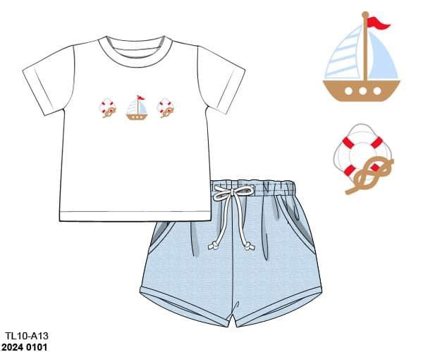 Pre Order 136: Hampton Harbor- Boys Shortie Set