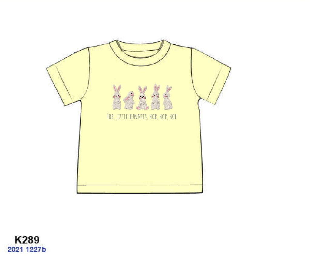 Pre Order 148: Easter Shirt Only- Boys Embroidered Hop Little Bunny Shirt