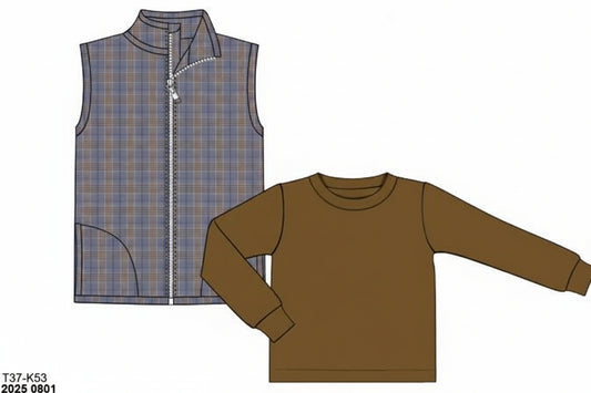 RTS: Pasha Plaids- 2pc Woven Vest Set