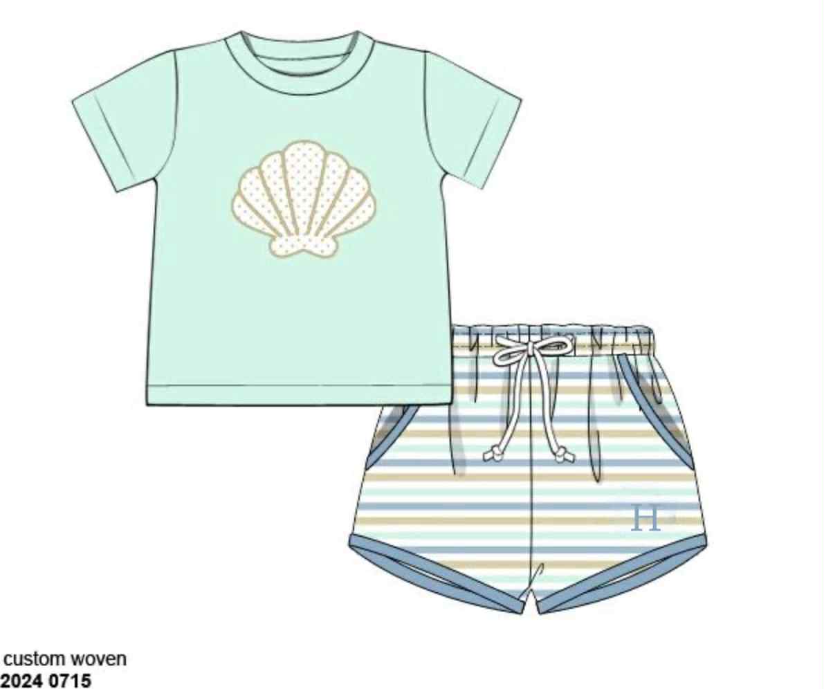 RTS: Seagrove Stripe- Boys Knit Shortie Set "H"