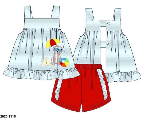 Throwback Pre Order: Beach Puppy- Girls Knit Shortie Set