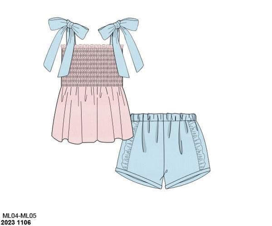 RTS: Muslin- Girls Colorblock Shortie Set