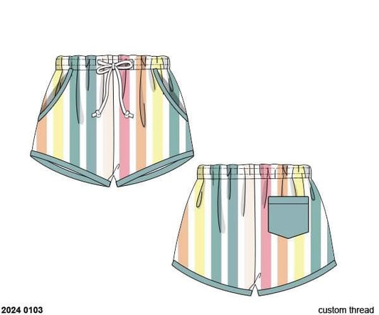 RTS: Jubilee Stripes- Boys/Dad Woven Shortie Swim Trunks