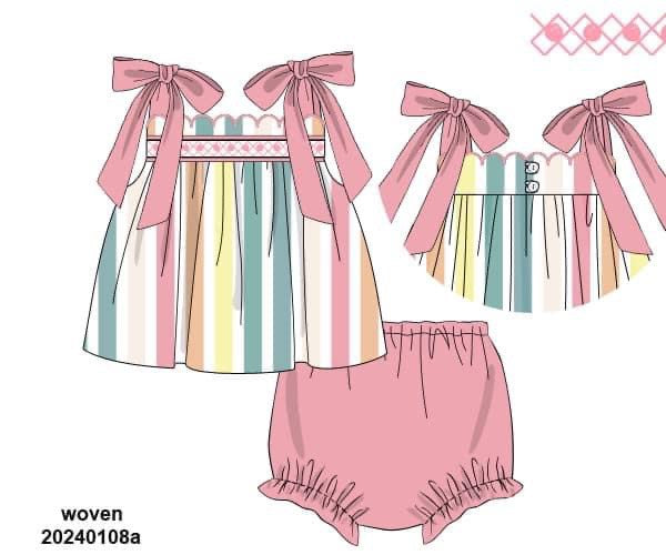 RTS: Jubilee Stripes- Girls Woven Bloomer Set