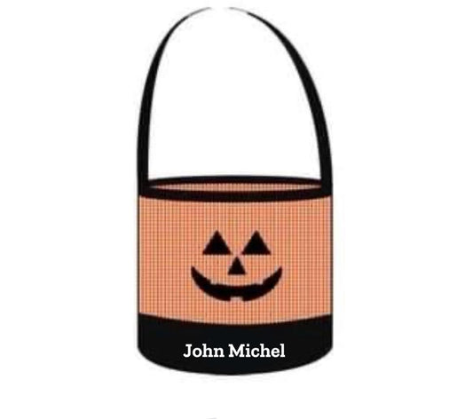 RTS: Halloween Baskets- Boys Orange Gingham Jack O Lantern "John Michel"