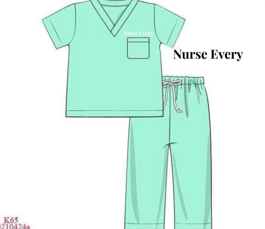 RTS: Knit Scrubs- Mint "Nurse Every"