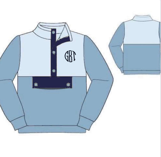 RTS: Boys Mix and Match - Custom Blue Knit Pullover "GBT"