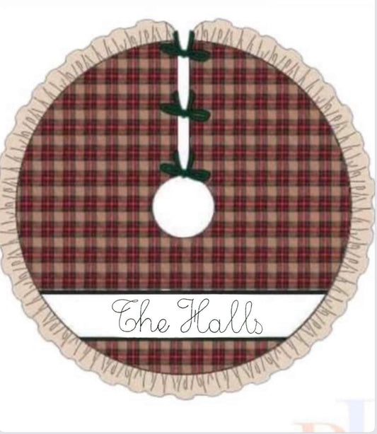 RTS: Green & Garnet Tartan Plaid- Tree Skirt "The Halls"