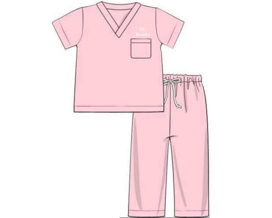RTS: Knit Scrubs Collection- Pink Scrubs "Dr. Brooks"