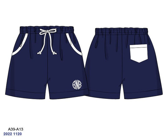 Pre Order 152: Classic Navy Swim- Dad/Mini Woven Traditional Swim Shorts