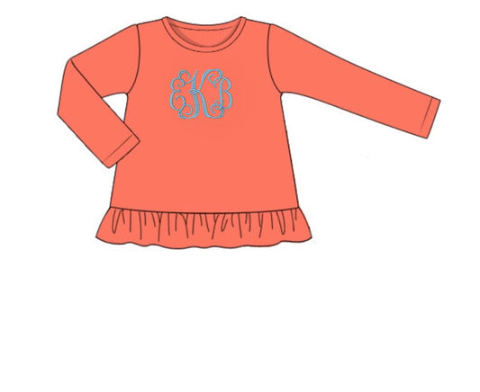 RTS: Hopscotch- Girls Honey Coral Shirt "EKB"
