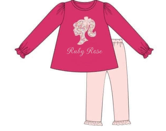 RTS: Girls Only- Barbie Knit Legging Set- "Ruby Rose"