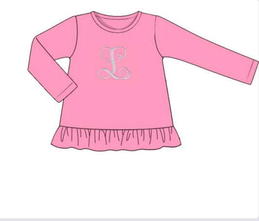 RTS: Hopscotch- Girls Honey Mono Pink Shirt -"L"
