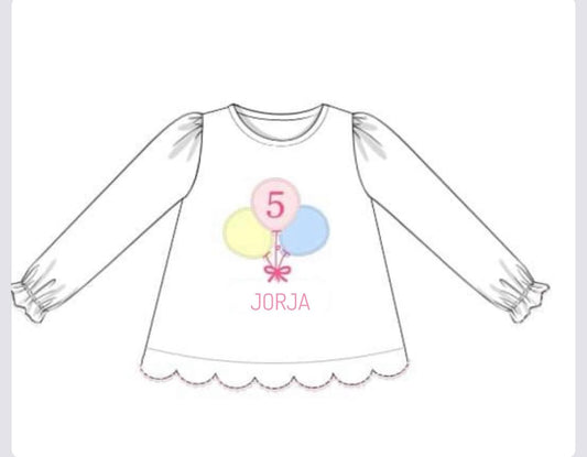 RTS: Winter Birthday- Girls Knit Applique Shirt -"Jorja 5"