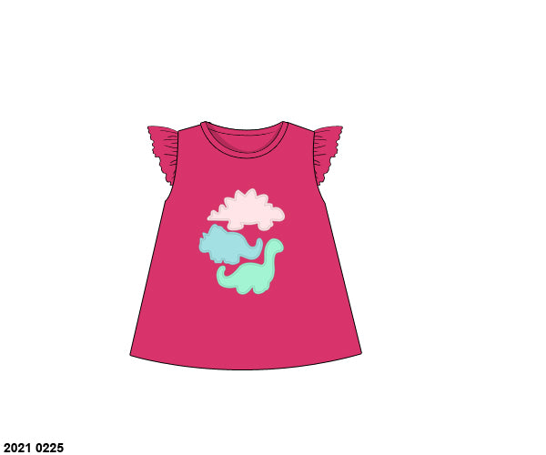 Throwback Pre Order: Girls Only- Watercolor Dinos Appliqué Knit Shirt