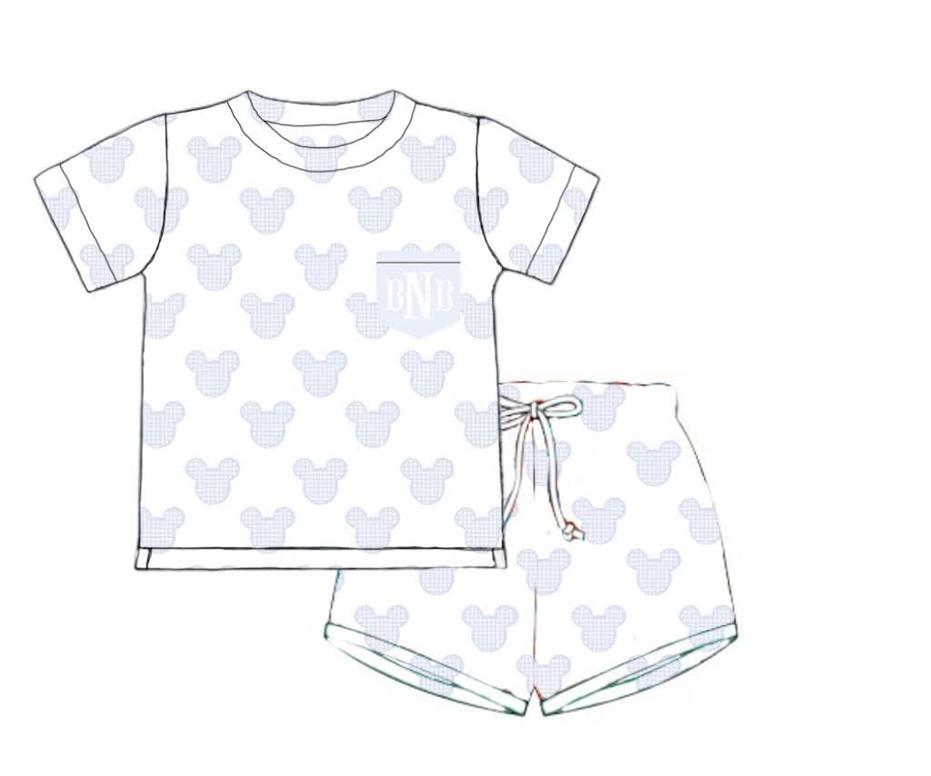 Pre Order 150: Simple Knits- Boys Mouse Shortie Set