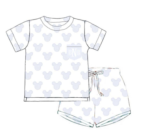 Pre Order 150: Simple Knits- Boys Mouse Shortie Set