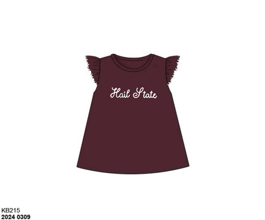 RTS: Girls Chainstitch- Knit Shirt- Maroon