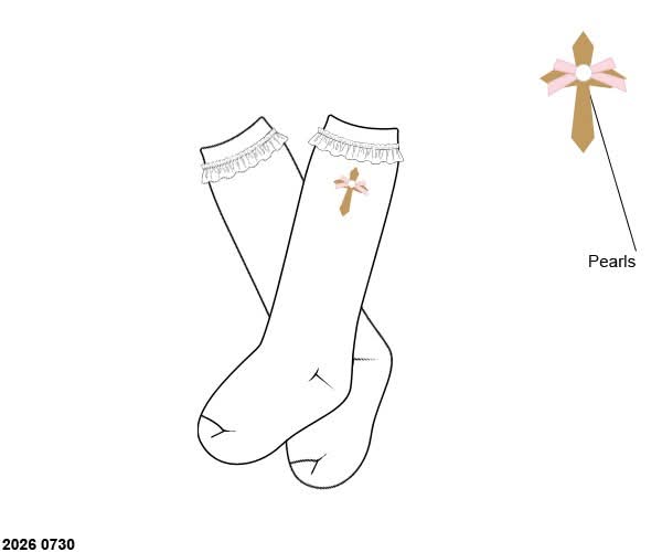Pre Order 148: Linen Cross- Girls Socks
