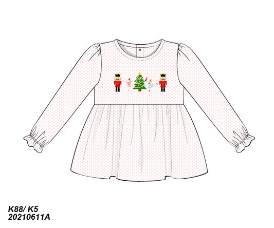 RTS: Smocked Nutcracker- Girls Embroidered Knit Shirt