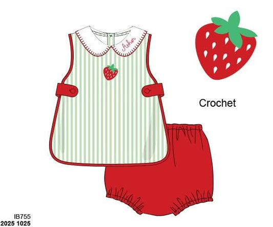 Pre Order 147: Strawberry Pickin'- Boys Crochet Diaper Set