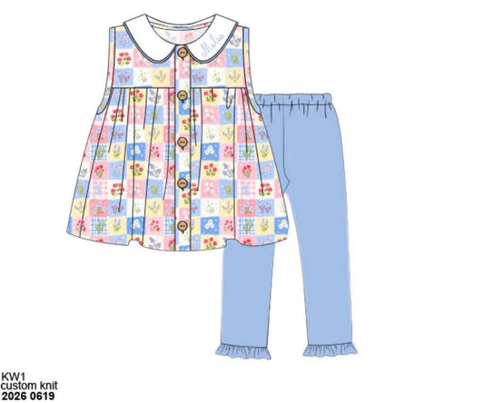 Pre Order 147: Girly Patchwork- Girls Knit Legging Set