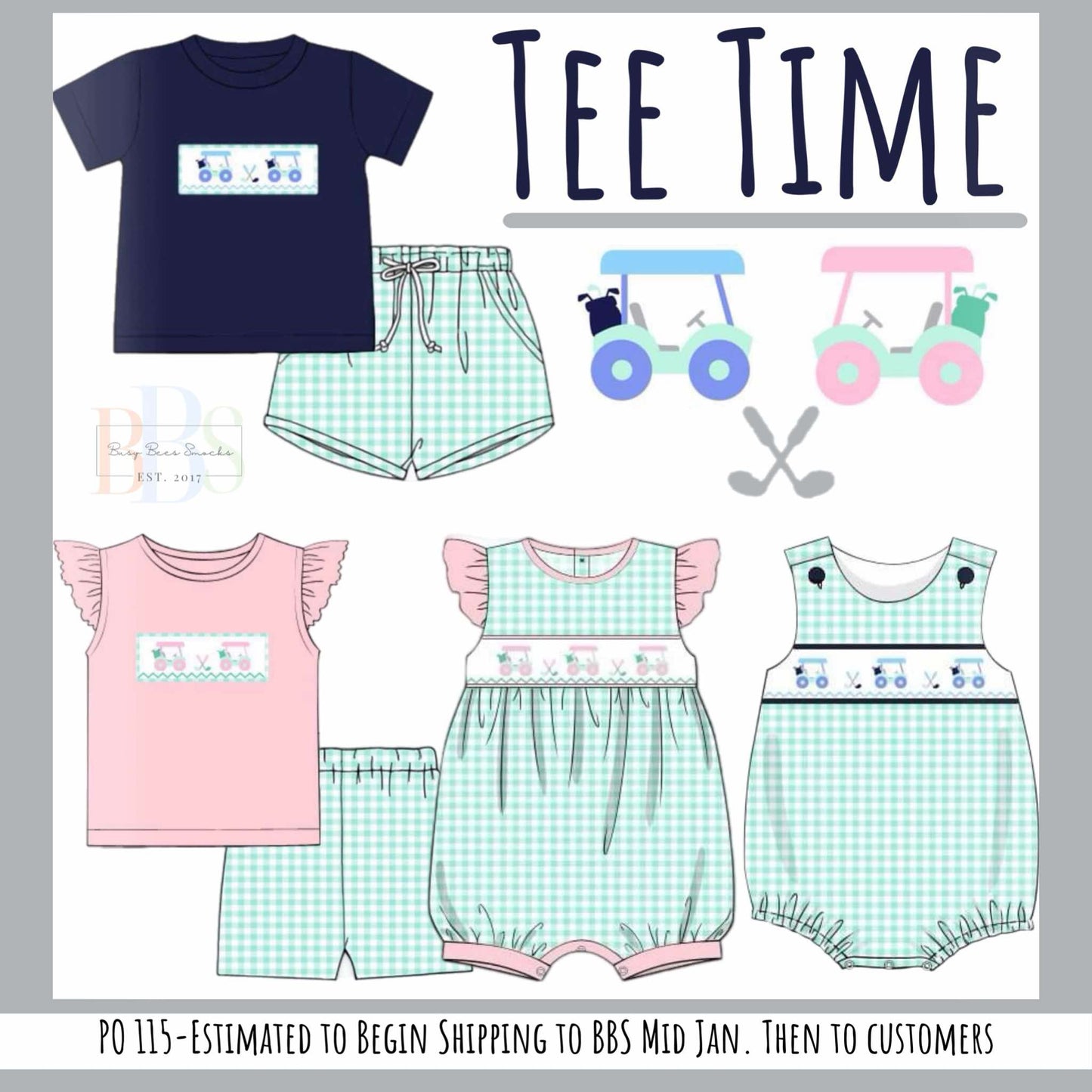 RTS: Tee Time- Girls Knit Biker Short Set
