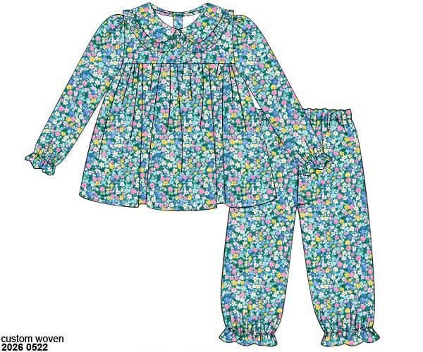 Pre Order 145: Girls Only- Clarke Floral Woven Bubble Pant Set