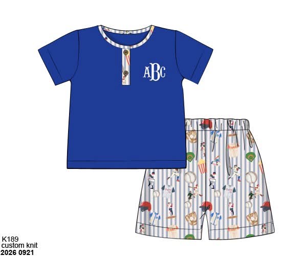 Pre Order 150:  Joshua's Big League- Boys Knit Traditional Short Set