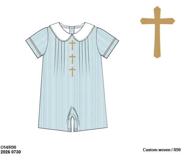 Pre Order 148: Linen Cross- Boys Romper