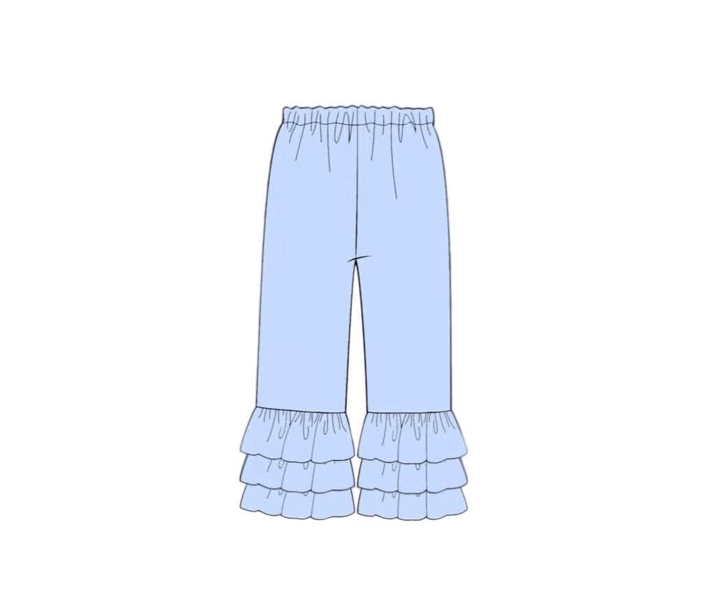 Pre Order 145: Mix & Match- Girls Knit Baby Blue Ruffle Pants