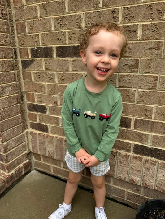 Pre Order 147: Rep Request- Boys Monster Truck Shortie Set