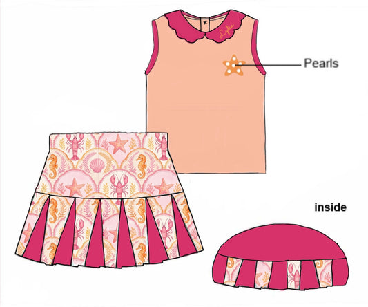 Pre Order 149: August Coast- Girls French Knot Skort Set
