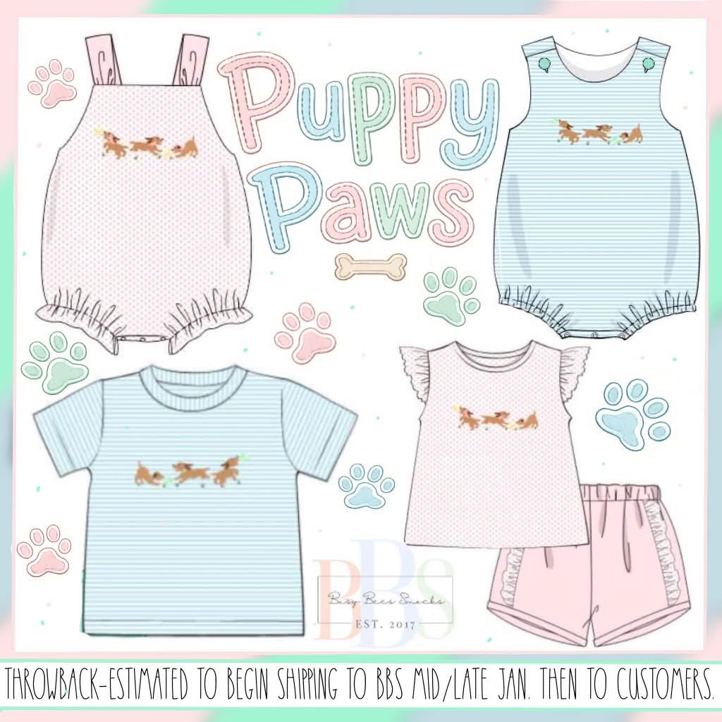Throwback Pre Order: Puppy Paws- Girls Knit Bubble