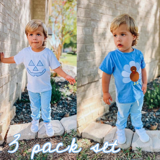 Pre Order 126: Pumpkin/Turkey- Boys 3pc Jogger Set
