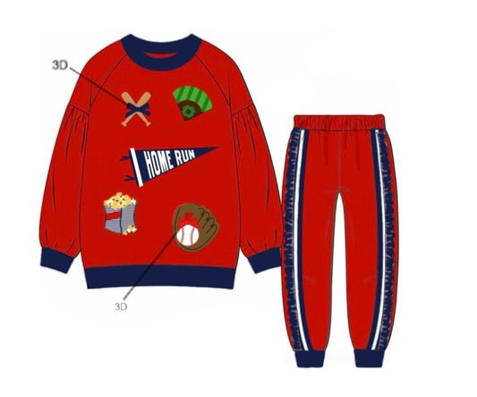 Pre Order 147: Appliqué Jogger Sets- Girls Baseball