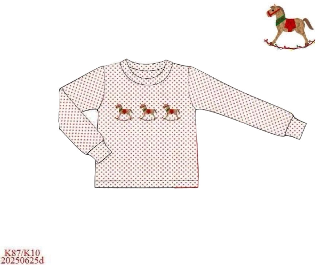 RTS: Christmas Shirt Only- Boys Rocking Horse Shirt