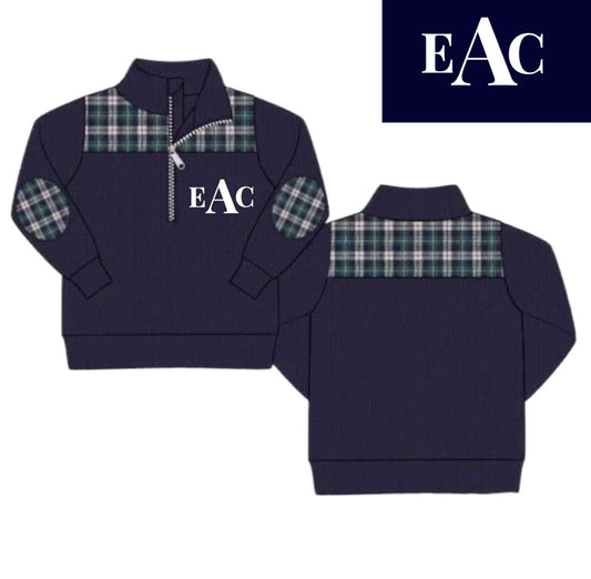 RTS: Navy Tartan Plaid- Boys Cardigan Pullover "EAC"