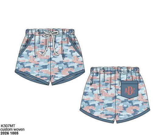 Camo Craze Flash Presale: Swim- Dad/Mini Woven Merica Shorties