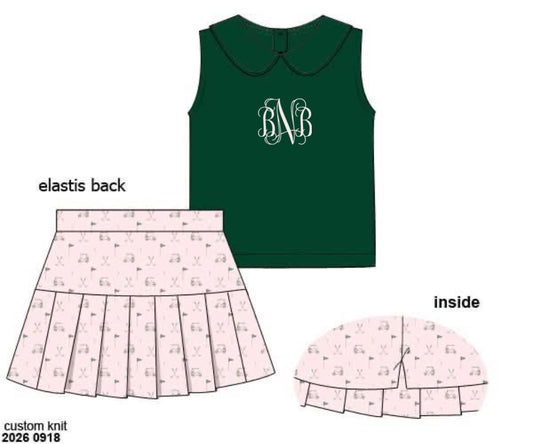 Pre Order 150: Hole in One- Girls Knit Skort Set