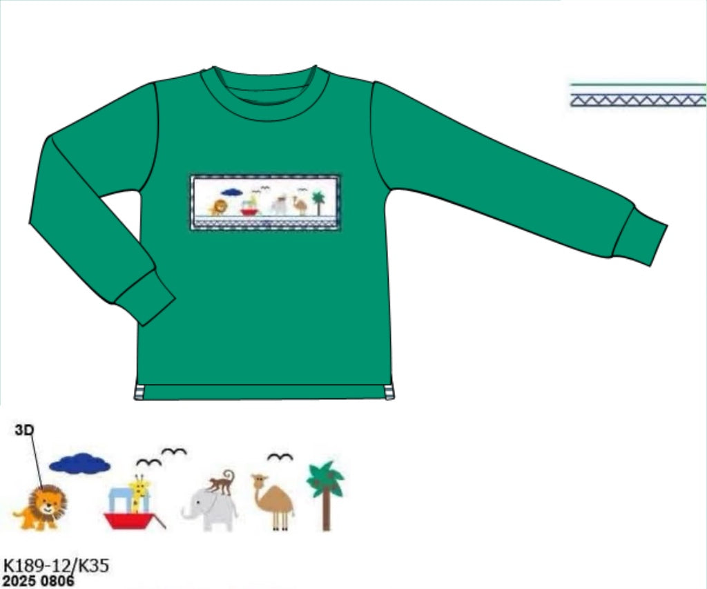 Pre Order 145: Mix & Match- Boys Smocked Noah's Ark Knit Shirt