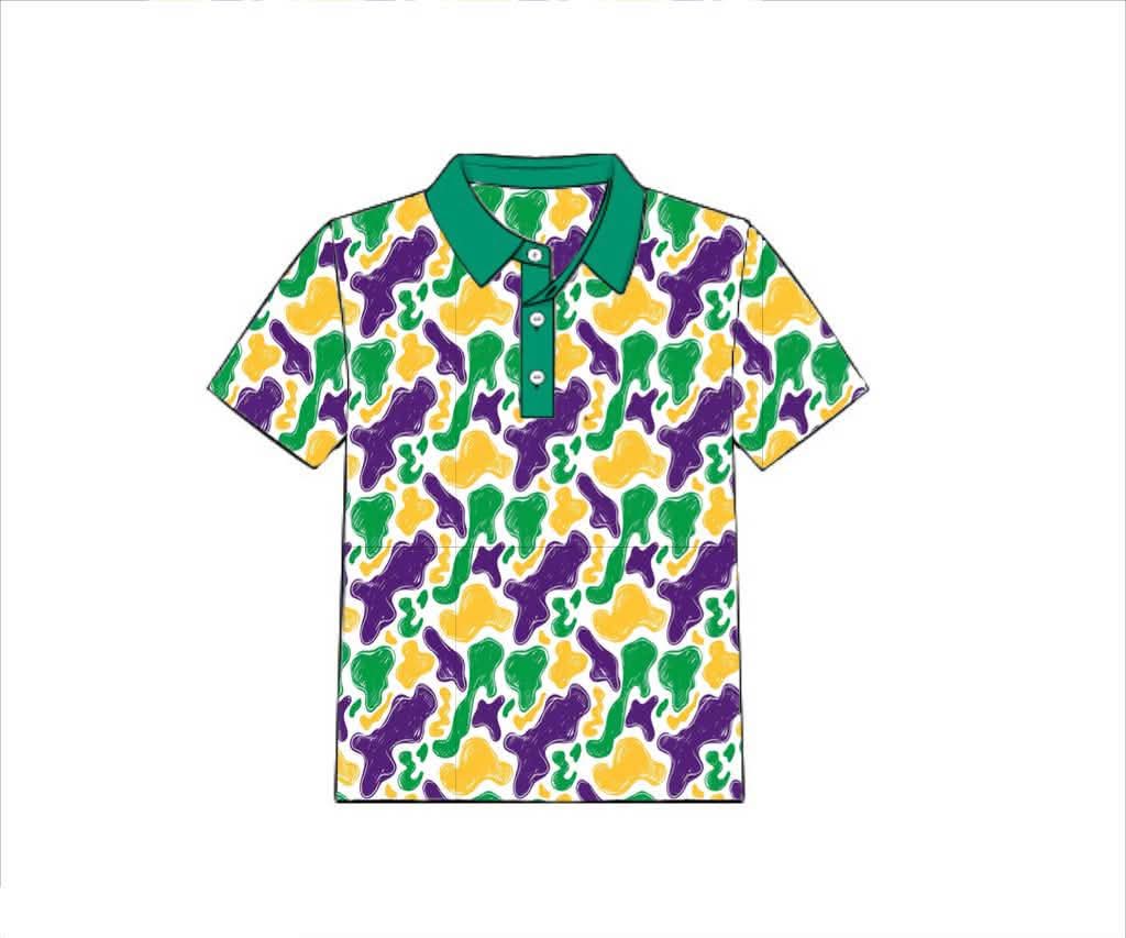 Pre Order 146: Mardi Party- Dad/Mini Camo Knit Polo
