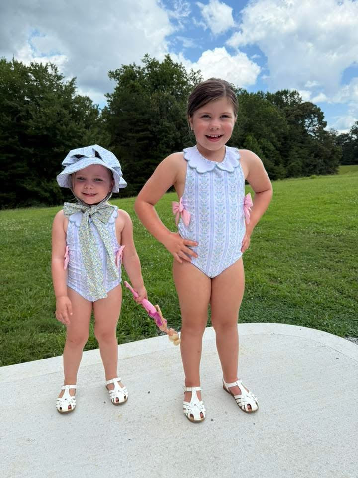 RTS: Matilda Floral & Plaid- Girls 1pc Rash Guard Swim