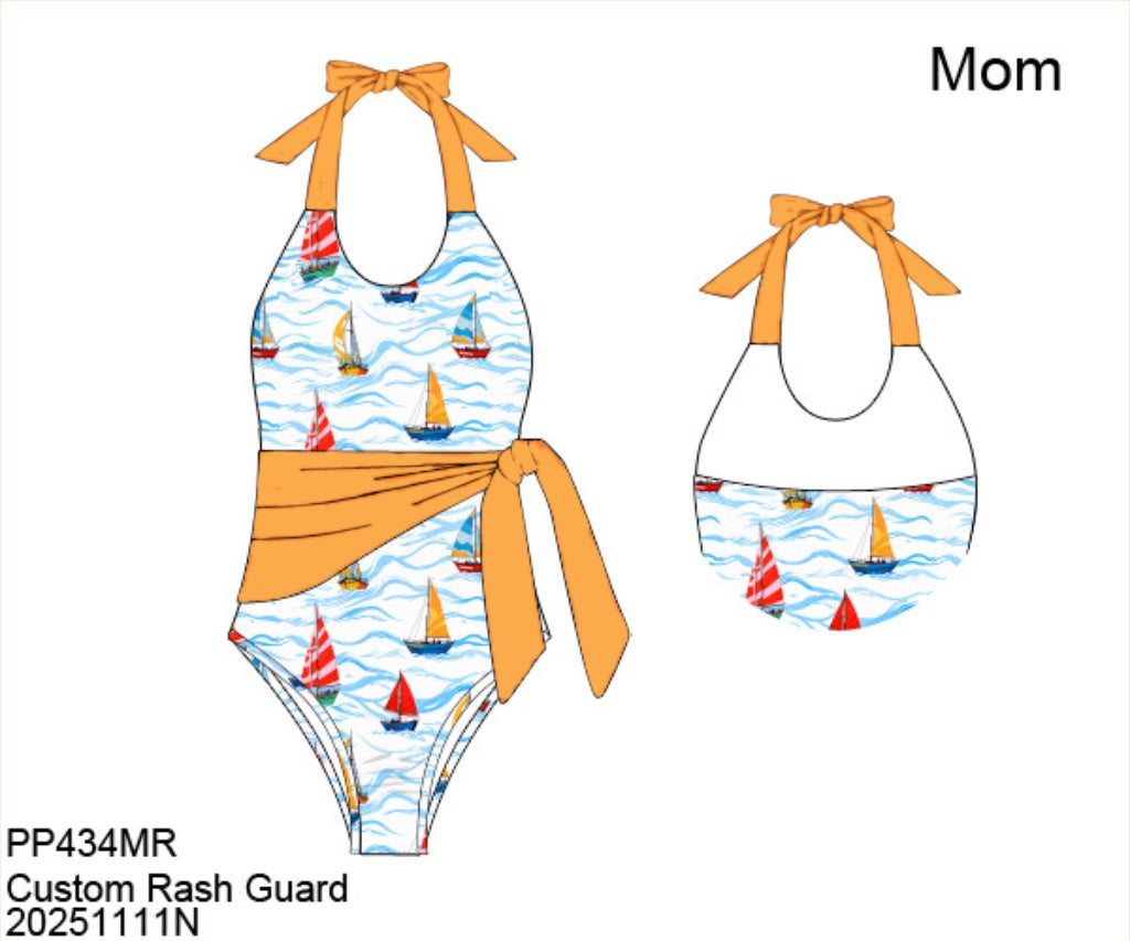 Pre Order 136: Tropical Family- Mom/Mini Rashguard 1pc Swimsuit