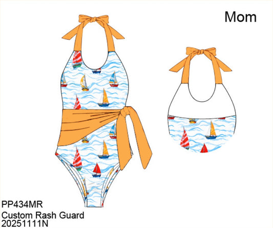 Pre Order 136: Tropical Family- Mom/Mini Rashguard 1pc Swimsuit