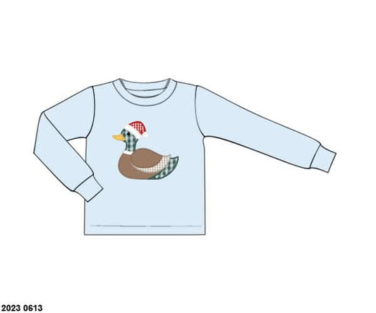 RTS:  Boys Christmas Duck Appliqué Shirt